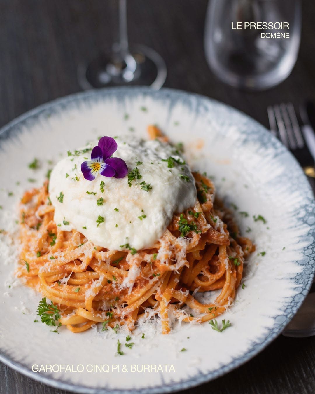 Garofalo à la burrata, préparés au Pressoir